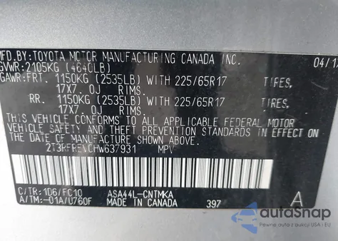 2017 Toyota Rav4 Xle from USA, damaged, VIN 2T3RFREV0HW637931